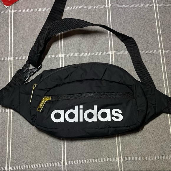 Adidas Black Belt Bag with Adjustable Strap and Gold Zipper - Picture 1 of 1